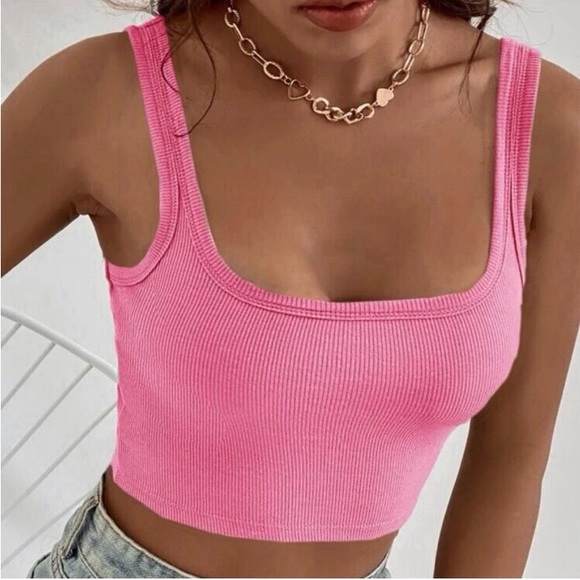 SALE rare pink ribbed cropped tank - Picture 1 of 2